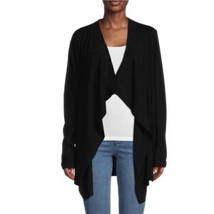 Theory Winxie Soft Luster Merino Wool Open Front Cardigan Black SZ S